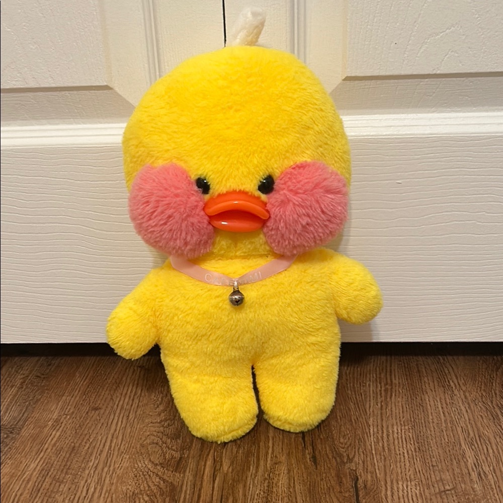 Yellow Duck Stuffed Animal with Pink Cheeks